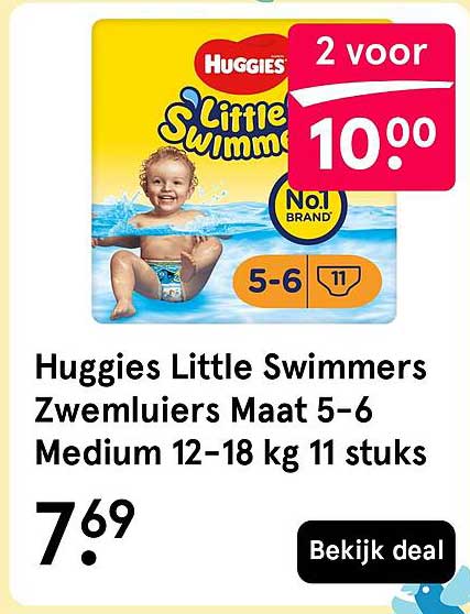 Huggies Little Swimmers Zwemluier Maat 5-6 Medium 12-18 kg 11 stuks 2 voor 10.00