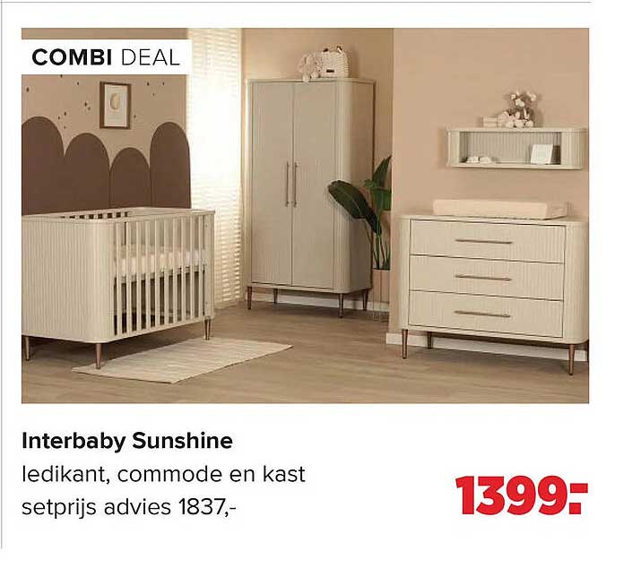 Interbaby Sunshine ledikant, commode en kast setprijs advies 1837,-