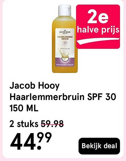 Jacob Hooy Haarlemmerbruin SPF 30 150 ML 2e halve prijs