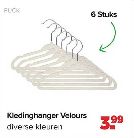 Kledinghanger Velours diverse kleuren 6 Stuks
