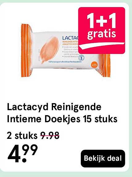 Lactacyd Reinigerende Intieme Doekjes 15 stuks 1+1 gratis