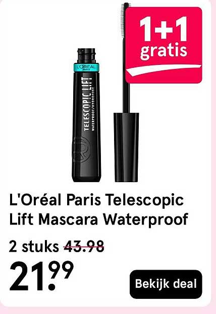 L'Oréal Paris Telescopic Lift Mascara Waterproof 1+1 gratis