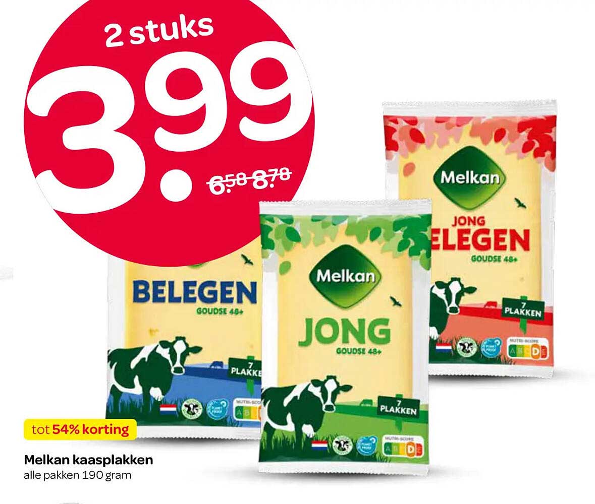 Melkan kaasplakken alle pakken 190 gram 2 stuks