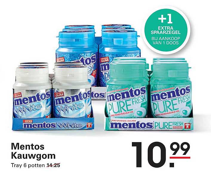Mentos Kauwgom +1 extra spaarzegel bij aankoop van 1 doos