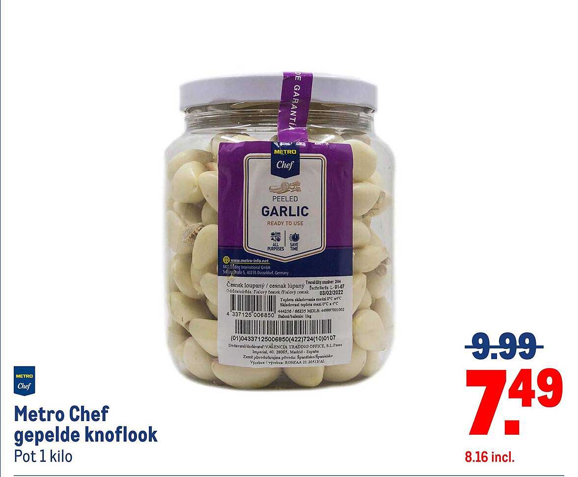 Metro Chef gepelde knoflook Pot 1 kilo