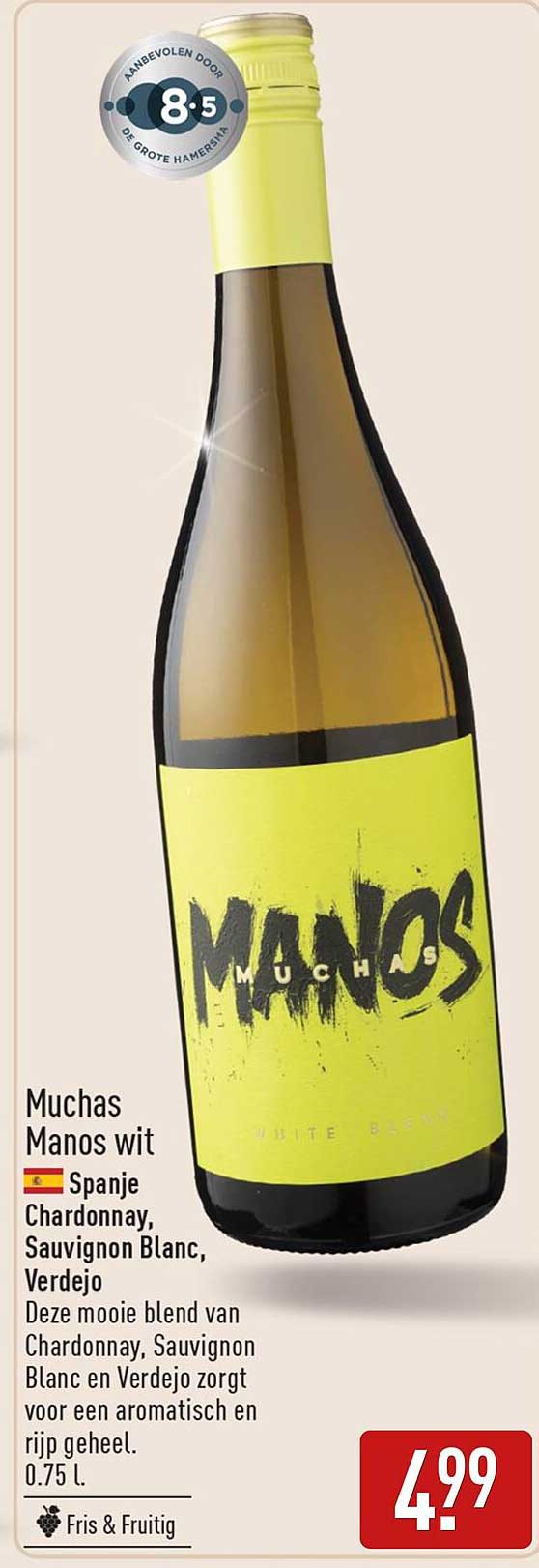 Muchas Manos wit Spanje Chardonnay, Sauvignon Blanc, Verdejo