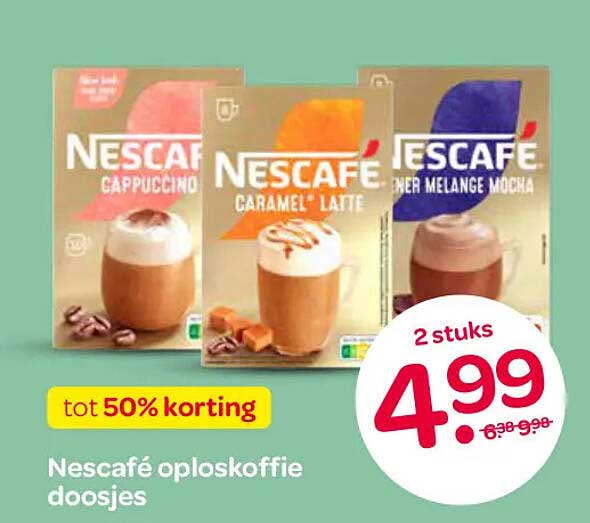 Nescafé oploskoffie doosjes tot 50% korting