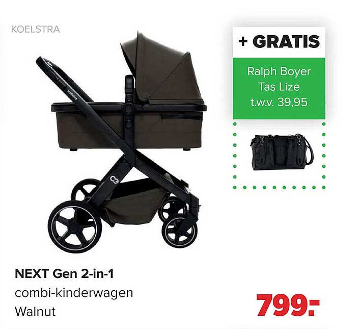 NEXT Gen 2-in-1 combi-kinderwagen Walnut + GRATIS Ralph Boyer Tas Lize t.w.v. 39,95