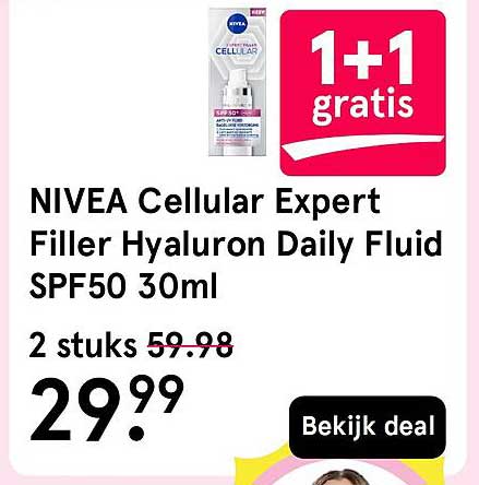 NIVEA Cellular Expert Filler Hyaluron Daily Fluid SPF50 30ml 1+1 gratis