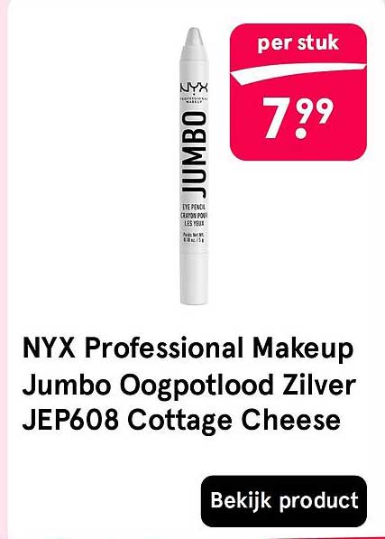 NYX Professional Makeup Jumbo Oogpotlood Zilver JEP608 Cottage Cheese