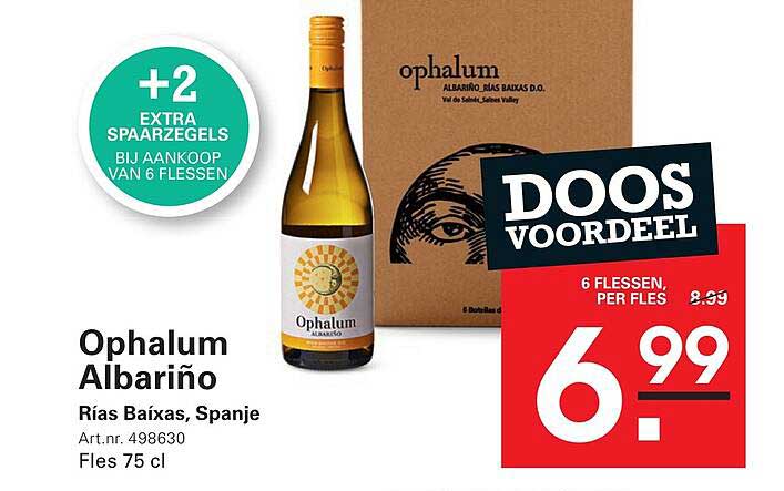 Ophalum Albariño Rías Baíxas, Spanje +2 extra spaargels bij aankoop van 6 flessen