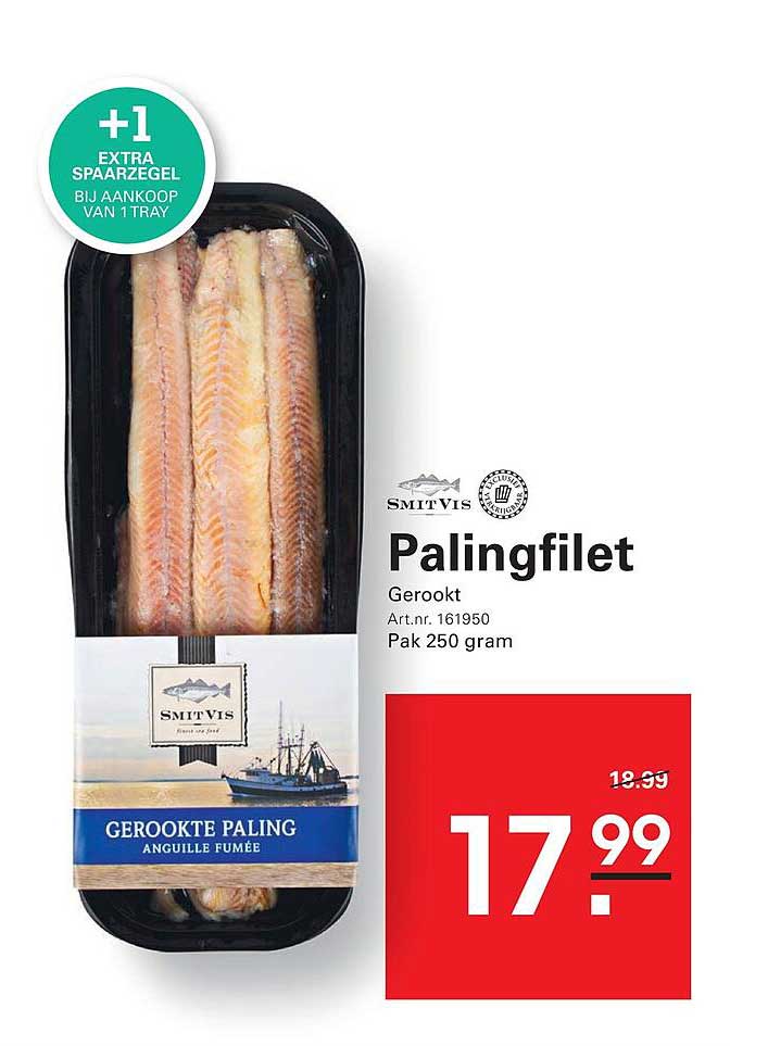 Palingfilet Gerookt +1 EXTRA SPAARZEGEL BIJ AANKOOP VAN 1 TRAY