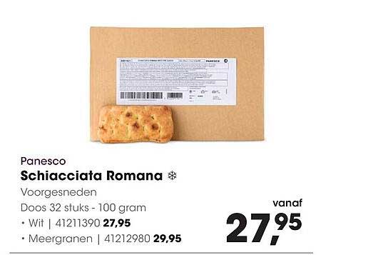 Panesco Schiacciata Romana ❄ Voorgesneden Doos 32 stuks - 100 gram Wit | 41211390 27,95 Meergranen | 41212980 29,95