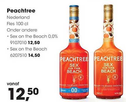 Peachtree Nederland Fles 100 cl Onder andere Sex on the Beach 0,0% 9107010 12,50 Sex on the Beach 6207510 14,50