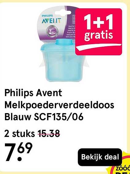 Philips Avent Melkpoederverdeeldoos Blauw SCF135/06 1+1 gratis