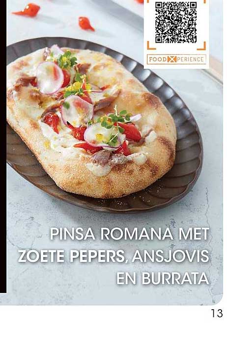 Pinsa romana met zoete pepers, ansjovis en burrata
