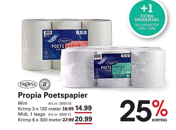 Propa Poetspapier +1 extra spaarregel bij aankoop van 1 pak