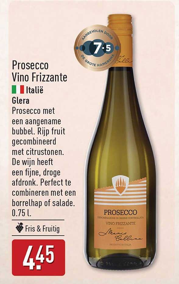 Prosecco Vino Frizzante Italië Glera Fris & Fruitig