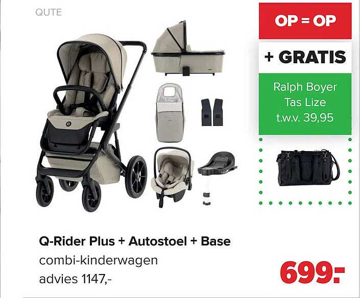 Q-Rider Plus + Autostoel + Base combi-kinderwagen