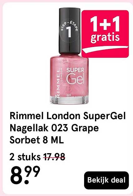 Rimmel London SuperGel Nagellak 023 Grape Sorbet 8 ML 1+1 gratis