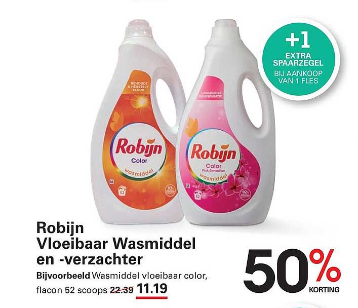 Robijn Vloeibaar Wasmiddel en -verzachter 50% korting