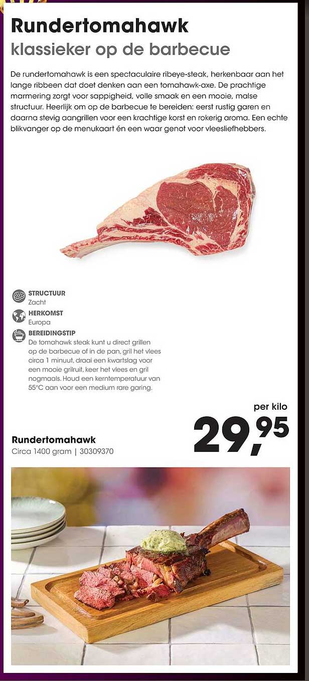Rundertomahawk klassieker op de barbecue