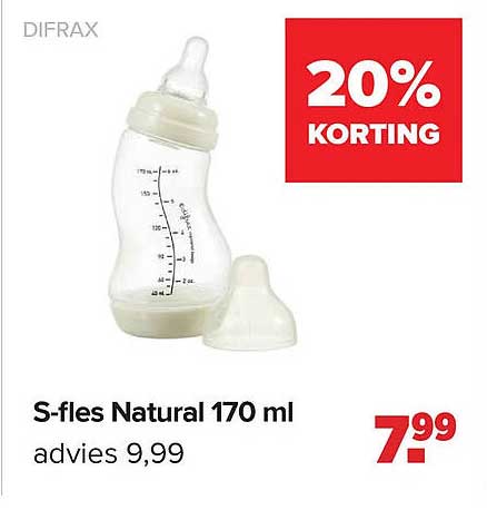 S-fles Natural 170 ml 20% KORTING