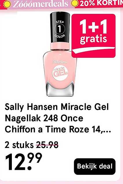 Sally Hansen Miracle Gel Nagellak 248 Once Chiffon a Time Roze 14,... 1+1 gratis
