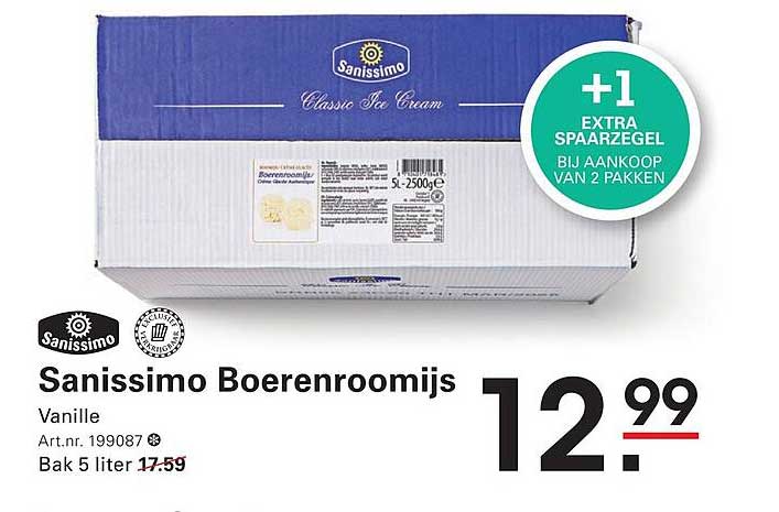 Sanissimo Boerenroomijs Vanille +1 EXTRA SPAARZEGEL BIJ AANKOOP VAN 2 PAKKEN