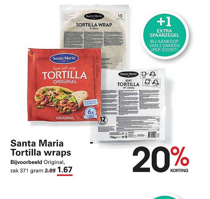 Santa Maria Tortilla wraps +1 extra spaarzegel bij aankoop van 2 zakken (per soort)