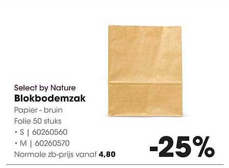 Select by Nature Blokbodemzak Papier - bruin Folie 50 stuks