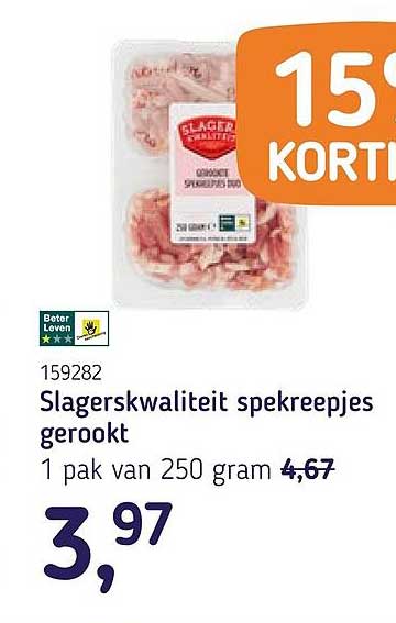 Slagerskwaliteit spekreepjes gerookt 15% korting