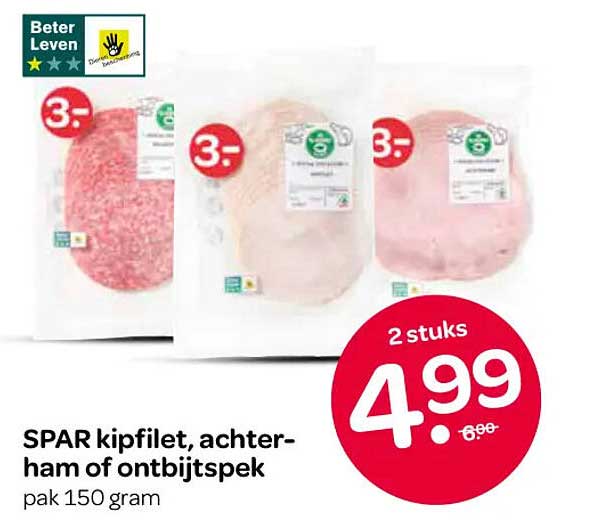 SPAR kipfilet, achterham of ontbijtspek 2 stuks