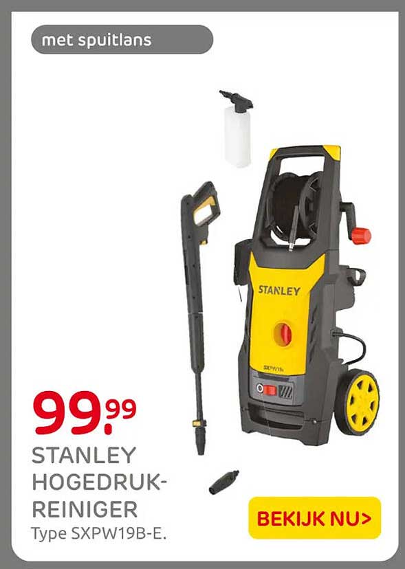 STANLEY HOGEDRUK-REINIGER Type SXPW19B-E. met spuitlans