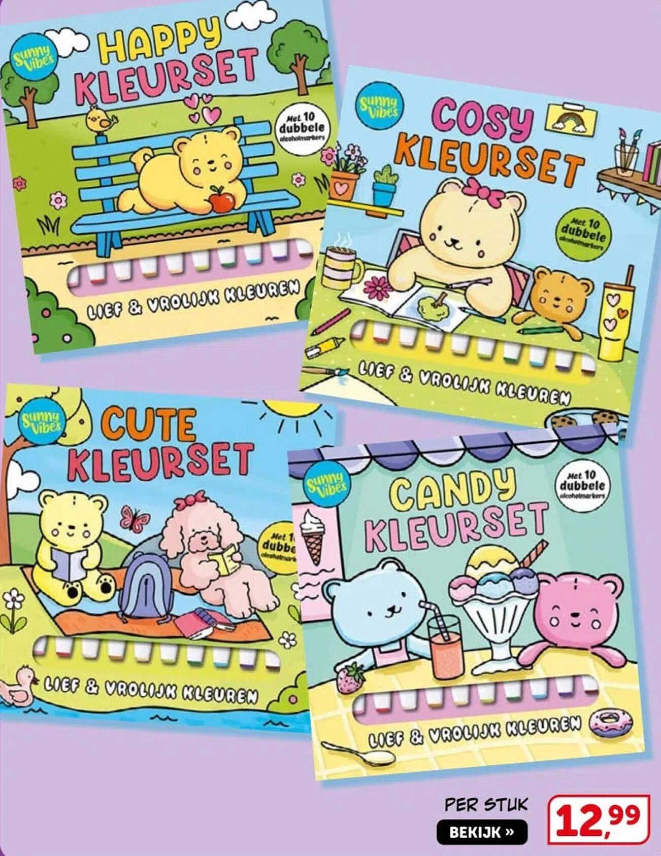 Sunny Vibes Happy Kleurset / Cosy Kleurset / Cute Kleurset / Candy Kleurset