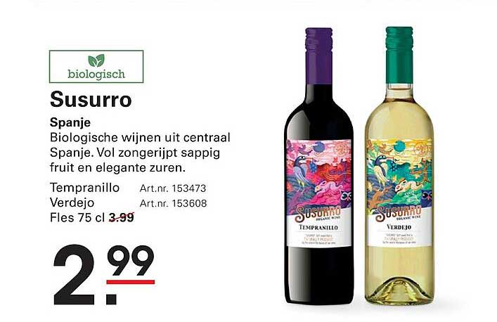 Susurro Spanje Biologische wijnen uit centraal Spanje. Vol zongerijpt sappig fruit en elegante zuren.