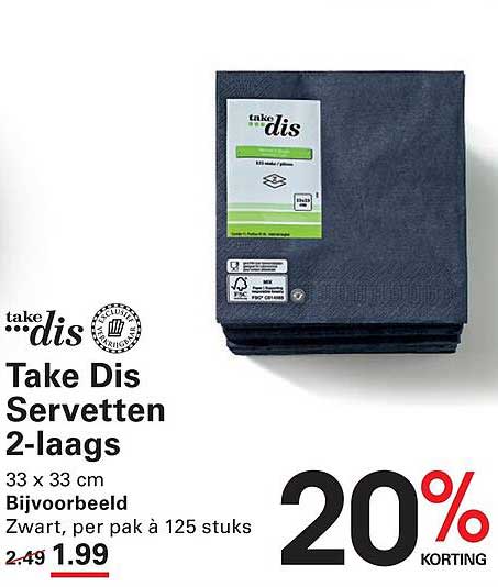 Take Dis Servetten 2-laags 20% korting