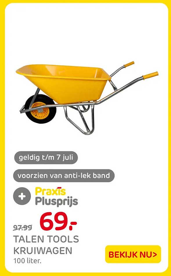 TALEN TOOLS KRUIWAGEN 100 liter. Praxis Plusprijs