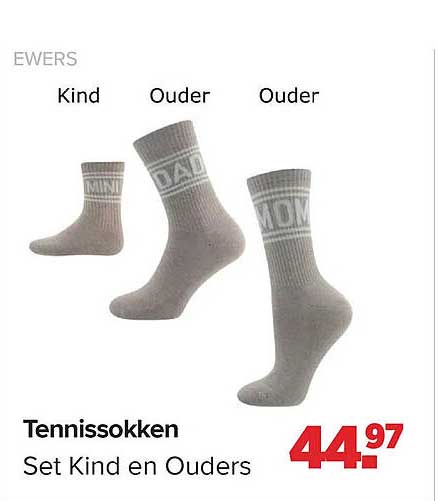 Tennissokken Set Kind en Ouders
