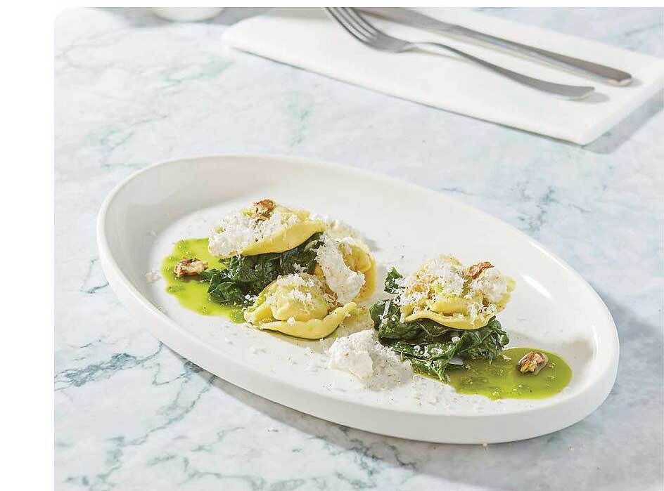 Tortelli met ricotta en spinazie
