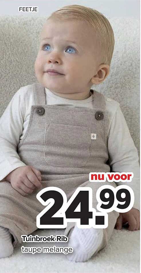 Tuinbroek Rib taupe melange