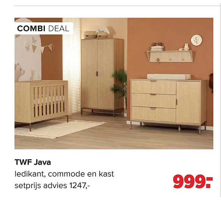 TWF Java ledikant, commode en kast setprijs advies 1247,-