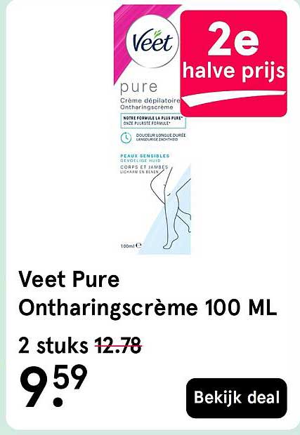 Veet Pure Ontharingscrème 100 ML 2e halve prijs