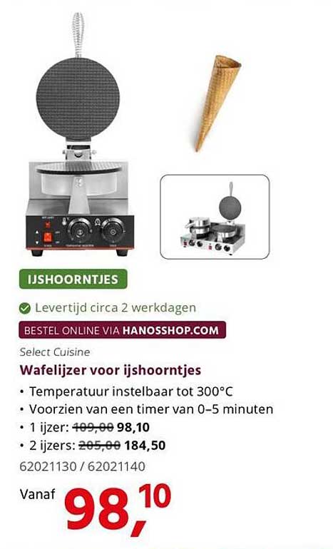 Wafelijzer voor ijshoorntjes