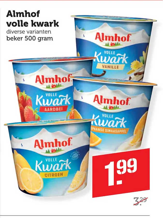 Almhof volle kwark diverse varianten beker 500 gram