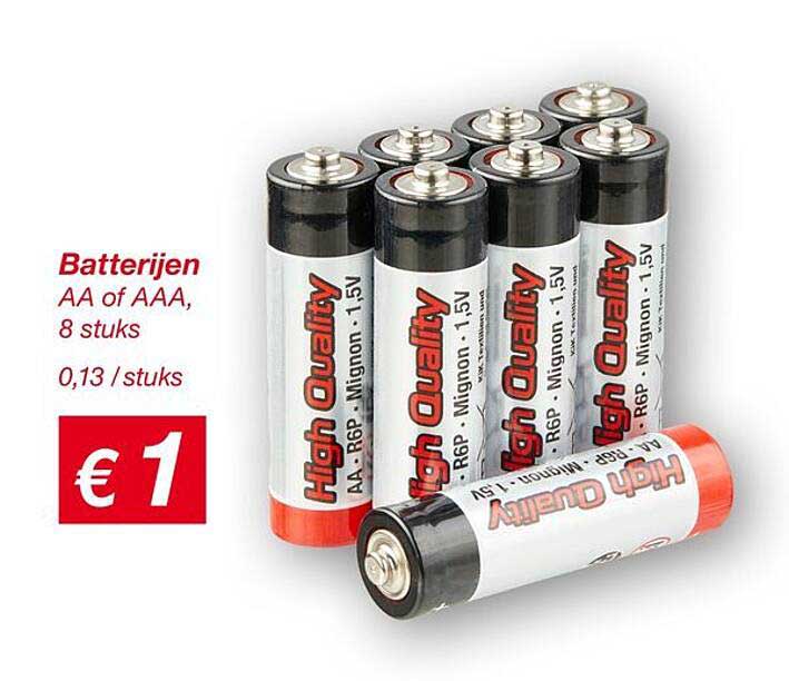 Batterijen AA of AAA, 8 stuks