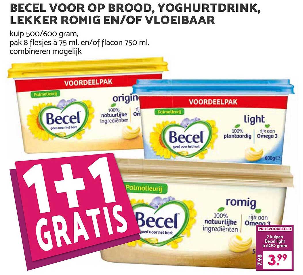 BECEL VOOR OP BROOD, YOGHURTDRINK, LEKKER ROMIG EN/OF VLOEIBAAR