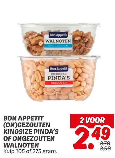 BON APPETIT (ON)GEZOUTEN KINGSIZE PINDA'S OF ONGEZOUTEN WALNOTEN