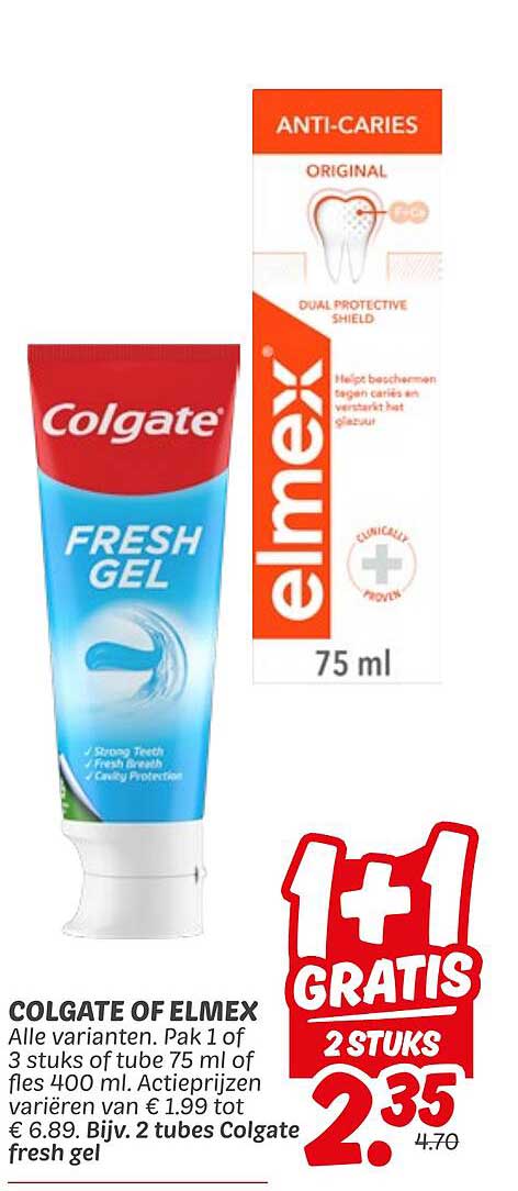 COLGATE OF ELMEX 2 STUKS 2.35