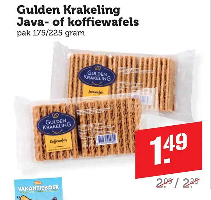 Gulden Krakeling Java- of koffie wafels pak 175/225 gram